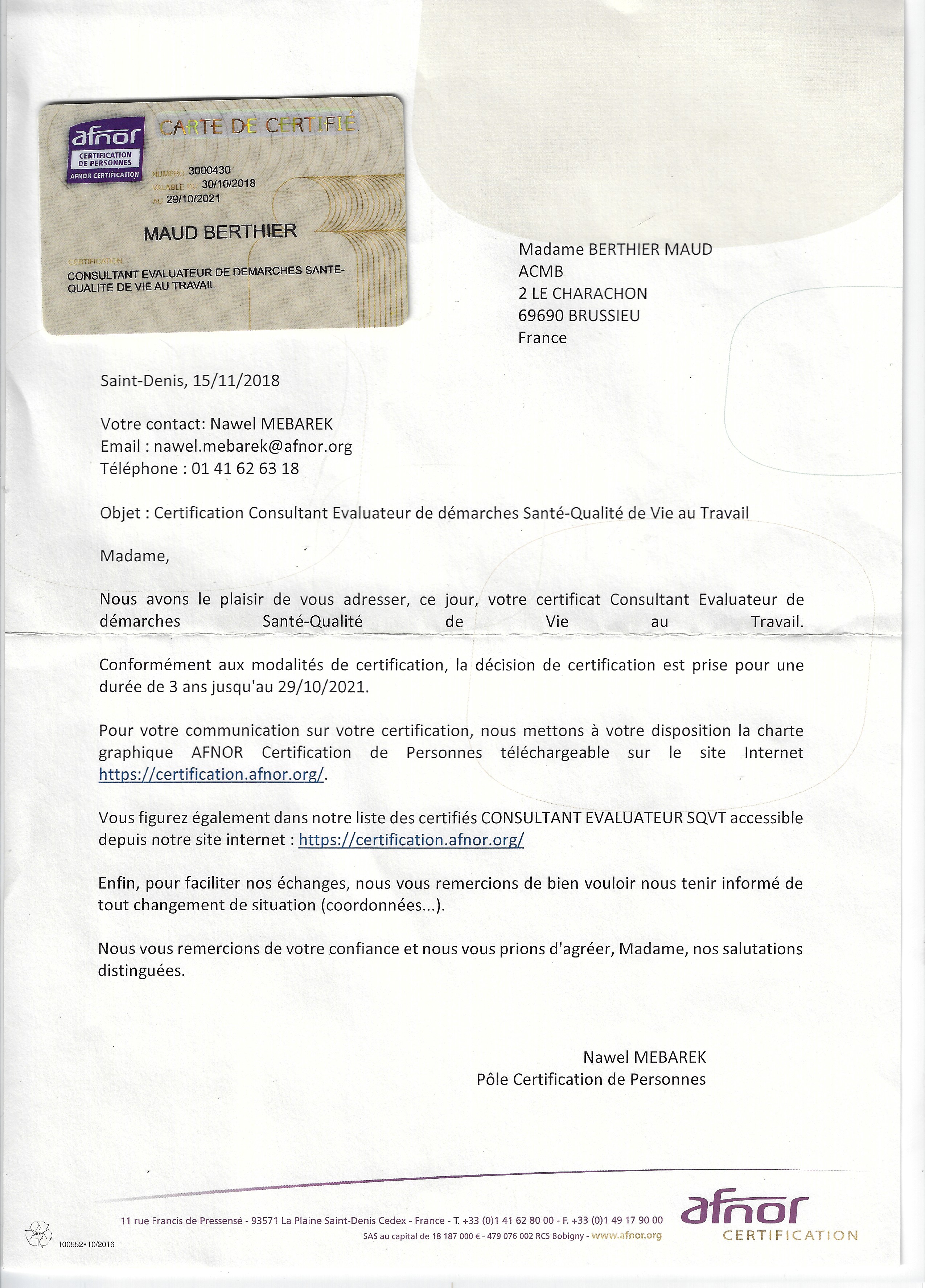 Diplome SQVT santé qualité de vie