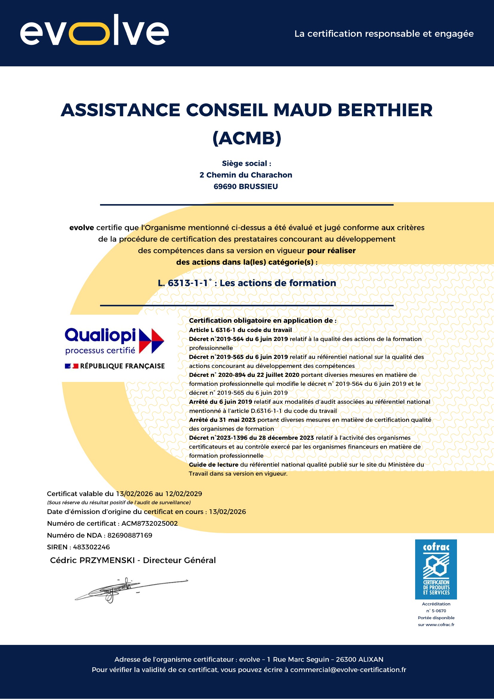 certificat Qualiopi by Evolve